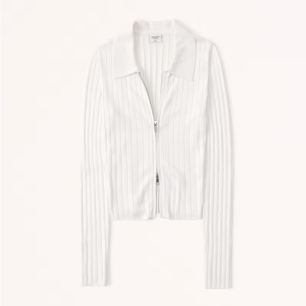 Abercrombie & Fitch Double Zipper Ribbed Cardigan